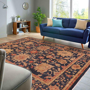 handmade Traditional Kafkaz Chobi Ziegler Blue Tan Hand Knotted RECTANGLE 100% WOOL area rug 8 x 10